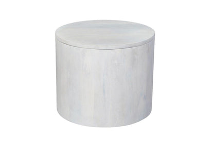 Set Of Two White Solid Wood Round Solid Nested Coffee Tables