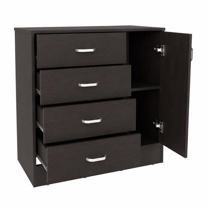 Set Of Two 31" Brown Wood Four Drawer Combo Dresser