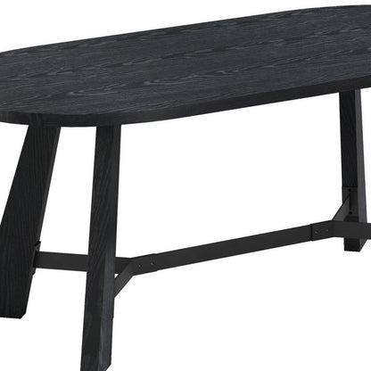 71" Brown and Black Wood Trestle Base Oval Dining Table