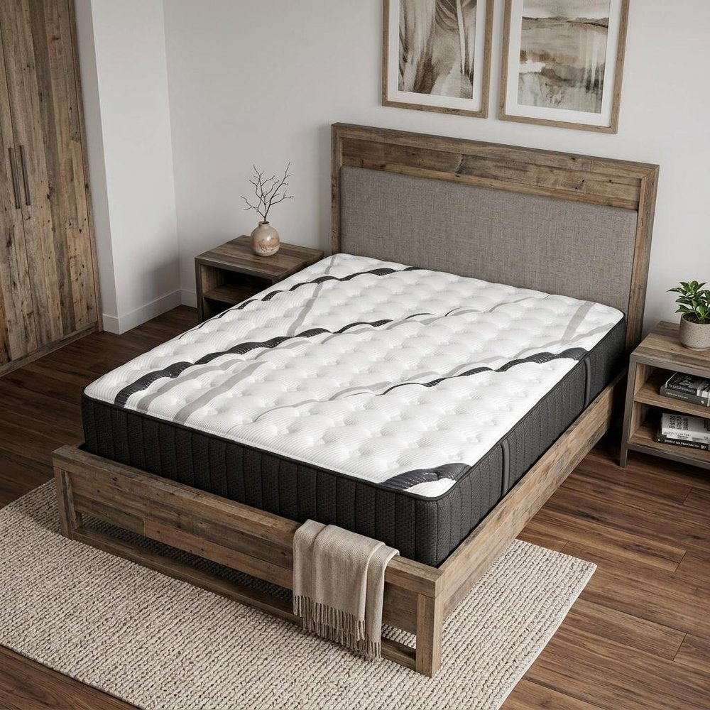 14" Graphite And Titanium Infused Queen Gel Memory Foam Medium Hybrid Mattress