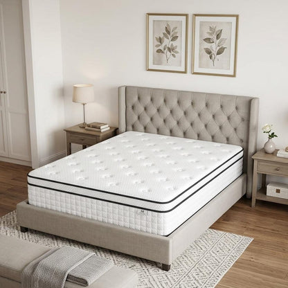 12" Queen Gel Memory Foam Check Medium Hybrid Mattress