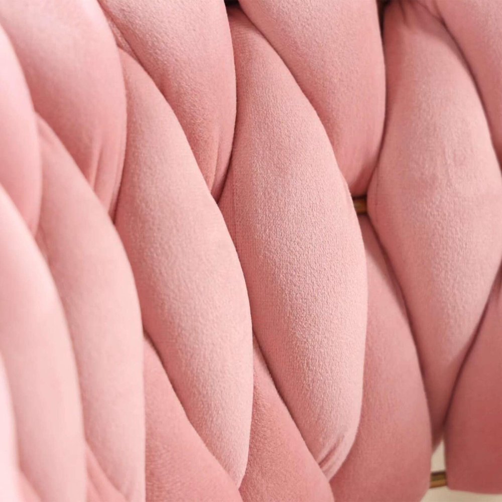Pink And Gold Velvet And Metal Low Back Adjustable Height Swivel Bar Chair