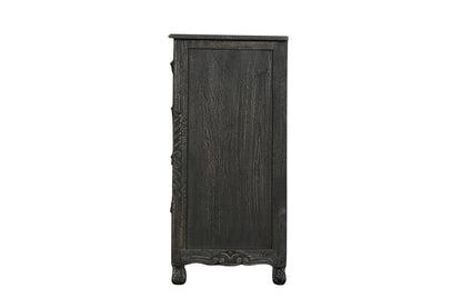 57" Gray Carved Floral Solid Wood Nine Drawer Dresser