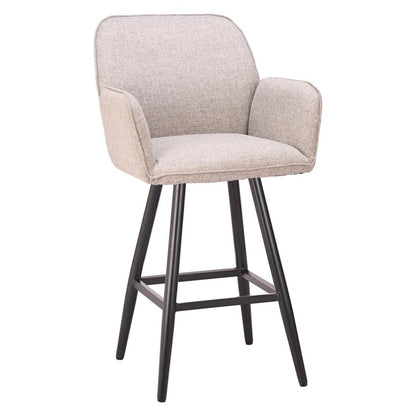 31" Beige Aluminum Swivel Outdoor Bar Height Chair