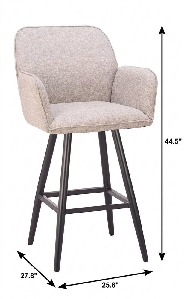 31" Beige Aluminum Swivel Outdoor Bar Height Chair