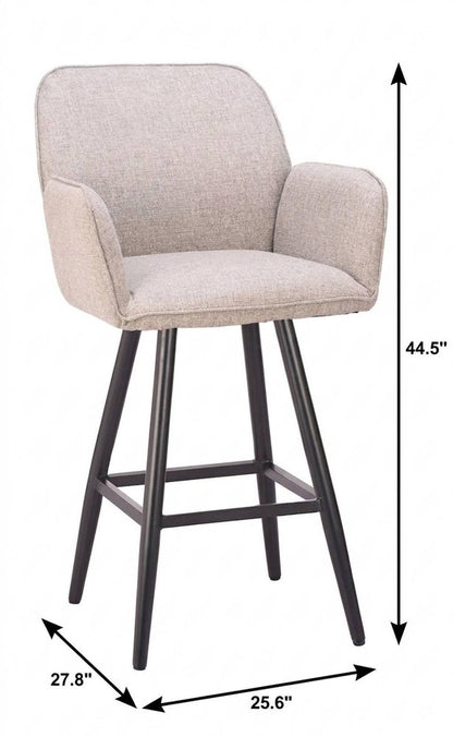 31" Beige Aluminum Swivel Outdoor Bar Height Chair