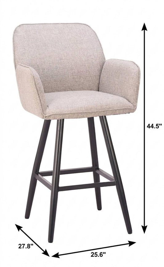 31" Beige Aluminum Swivel Outdoor Bar Height Chair