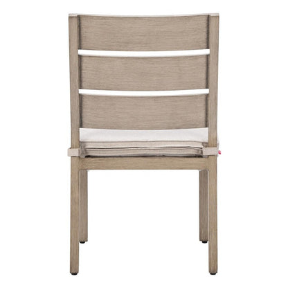 Set of Two Gray And Natural Slipcovered Olefin And Aluminum Slat Back Dining Side Chairs