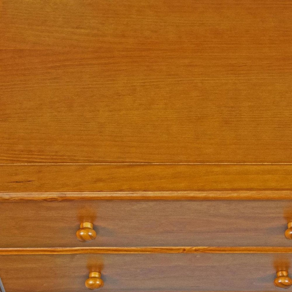 32" Golden Brown Solid Wood Five Drawer Dresser
