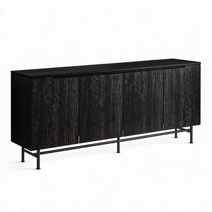 68" Black Wood Enclosed Storage TV Stand