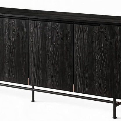 68" Black Wood Enclosed Storage TV Stand