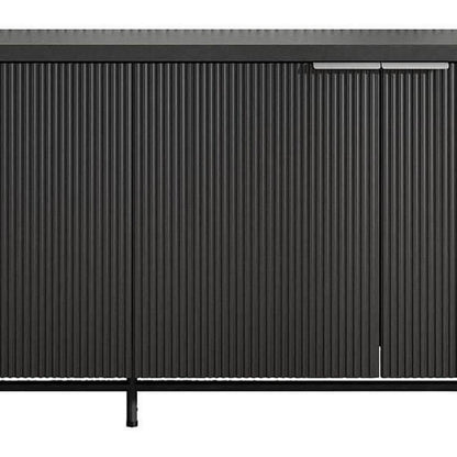 68" Black Wood Enclosed Storage TV Stand