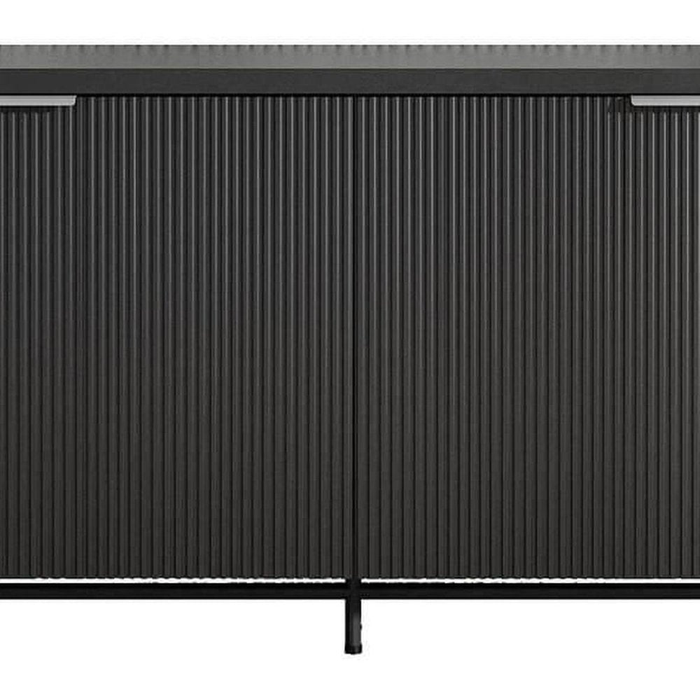 68" Black Wood Enclosed Storage TV Stand