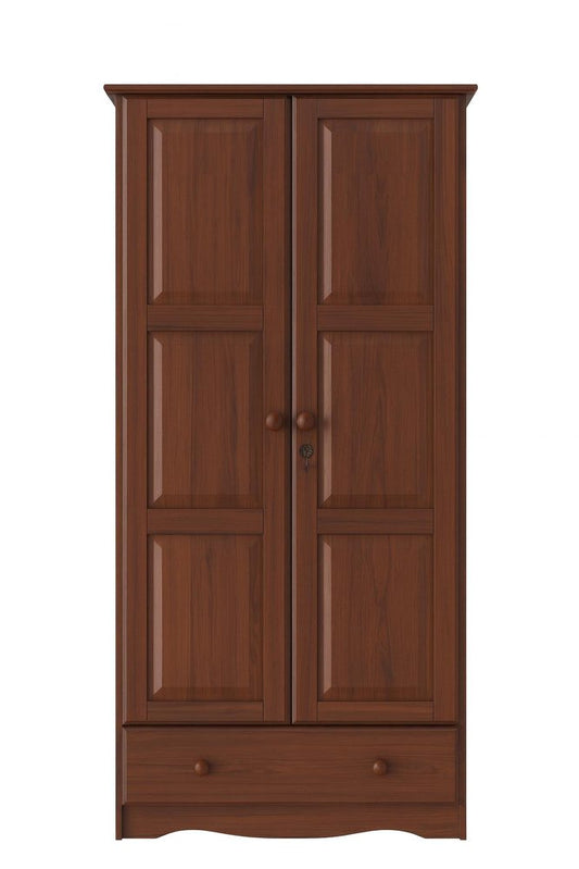 72" Coffee Solid Wood Two Door Single Drawer Combo Dresser
