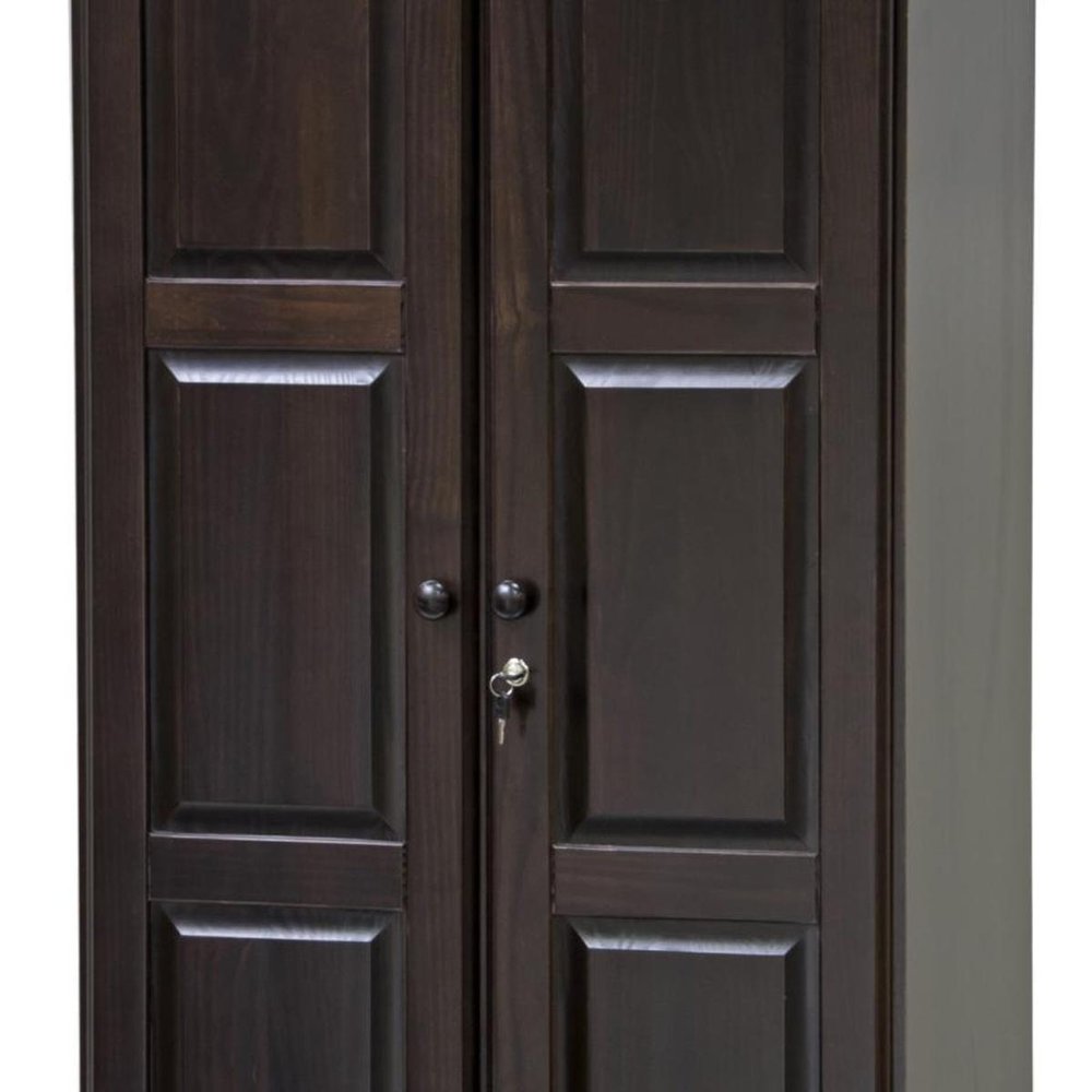 72" Dark Brown Solid Wood Two Door Single Drawer Combo Dresser