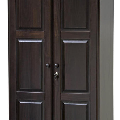 72" Dark Brown Solid Wood Two Door Single Drawer Combo Dresser