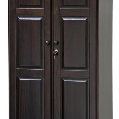 72" Dark Brown Solid Wood Two Door Single Drawer Combo Dresser