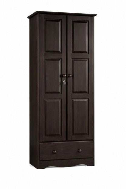 72" Espresso Solid Wood Two Door Single Drawer Combo Dresser