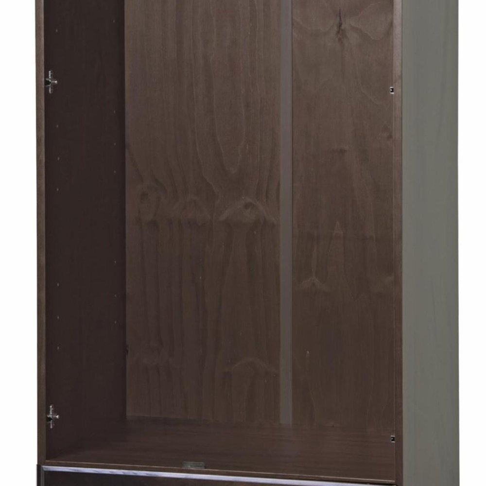 72" Dark Brown Solid Wood Two Door Single Drawer Combo Dresser