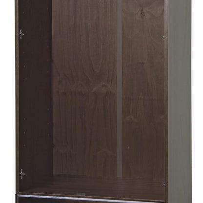 72" Dark Brown Solid Wood Two Door Single Drawer Combo Dresser