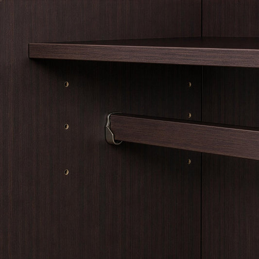 72" Dark Brown Solid Wood Two Door Single Drawer Combo Dresser