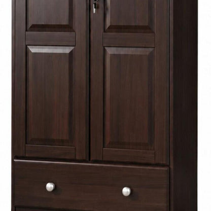72" Espresso Solid Wood Two Door Single Drawer Combo Dresser