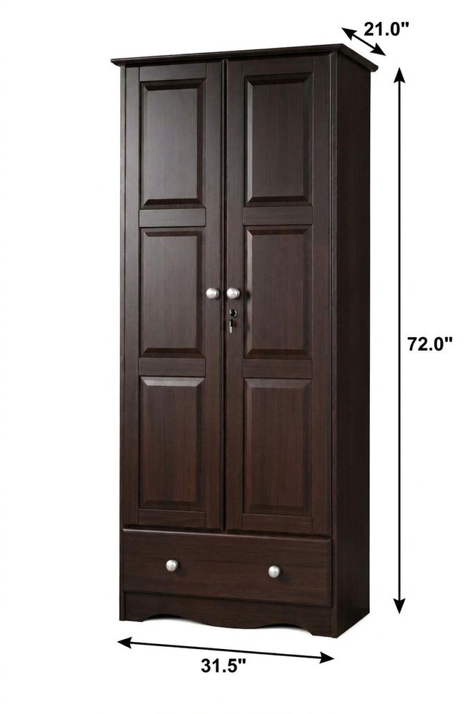 72" Espresso Solid Wood Two Door Single Drawer Combo Dresser