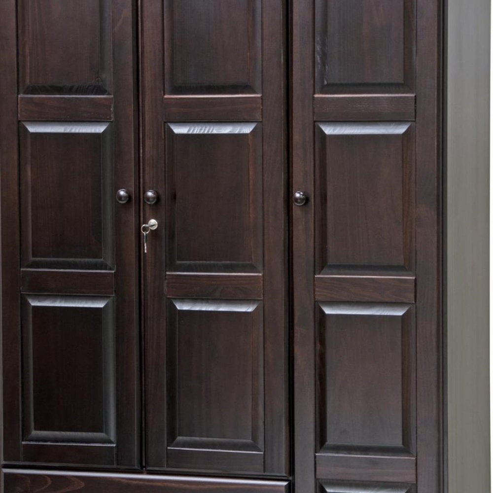 72" Dark Brown Solid Wood Three Door Two Drawer Combo Dresser