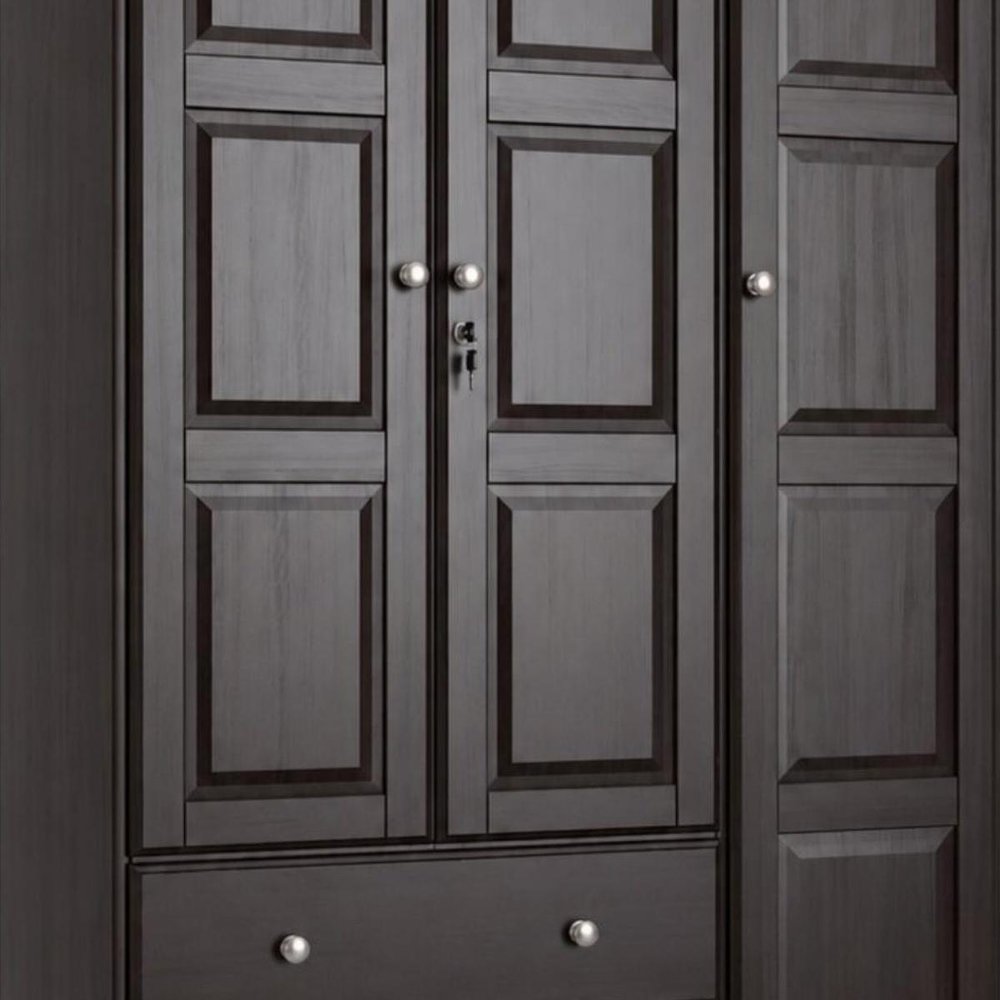 72" Dark Brown Solid Wood Three Door Two Drawer Combo Dresser