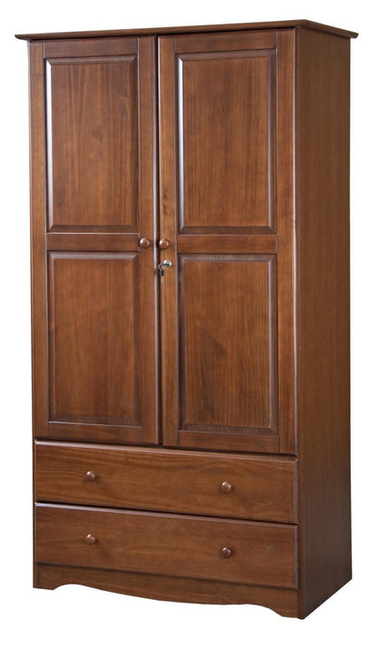 72" Coffee Solid Wood Two Door Two Drawer Combo Dresser