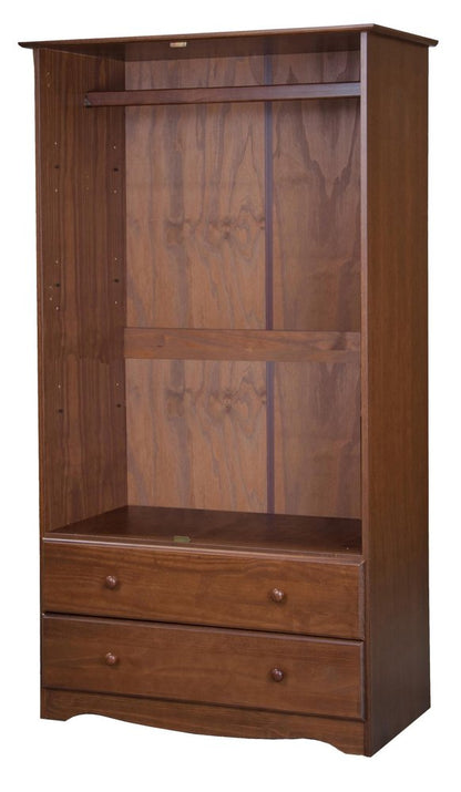 72" Coffee Solid Wood Two Door Two Drawer Combo Dresser