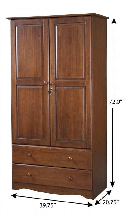 72" Coffee Solid Wood Two Door Two Drawer Combo Dresser