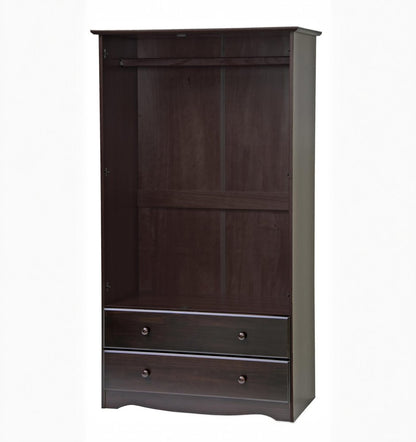 72" Dark Brown Solid Wood Two Door Two Drawer Combo Dresser