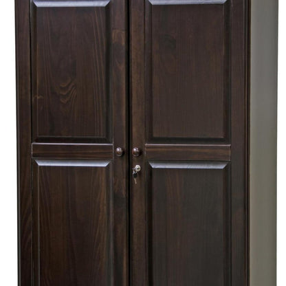 72" Dark Brown Solid Wood Two Door Two Drawer Combo Dresser