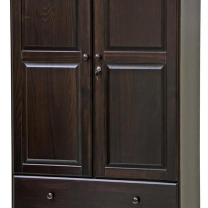 72" Dark Brown Solid Wood Two Door Two Drawer Combo Dresser