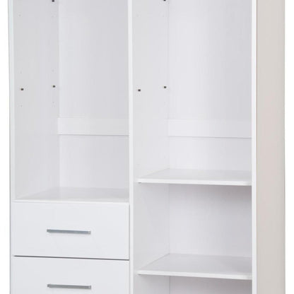 72" White Solid Wood Two Door Three Drawer Combo Dresser