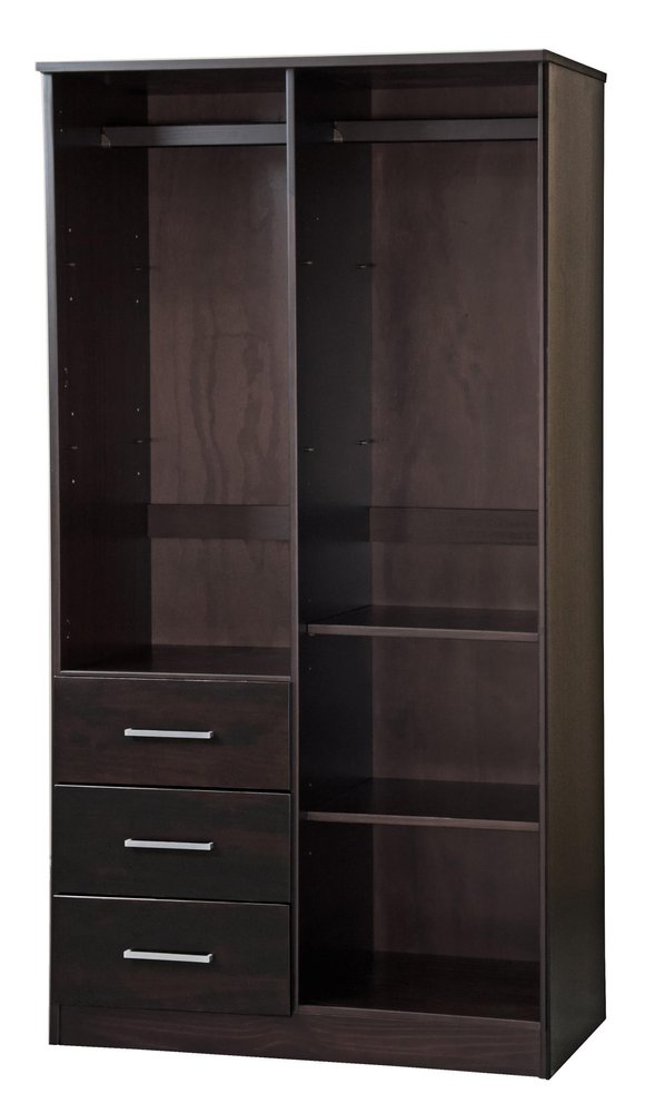 72" Dark Brown Solid Wood Two Door Three Drawer Combo Dresser