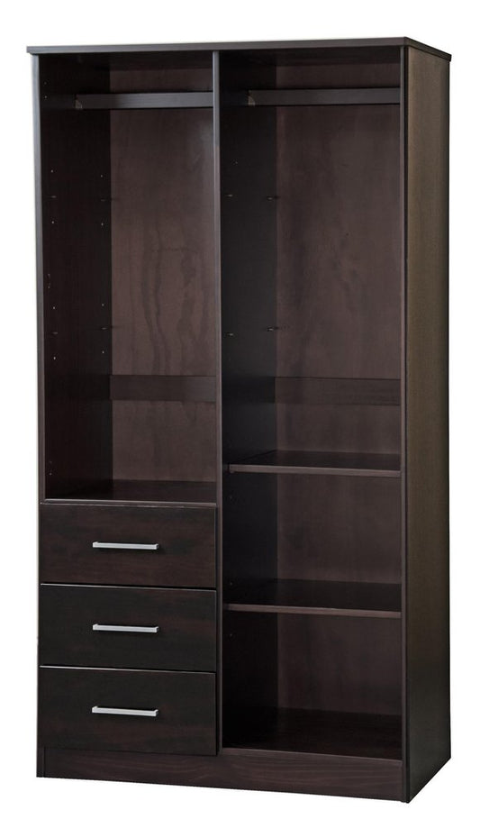 72" Dark Brown Solid Wood Two Door Three Drawer Combo Dresser