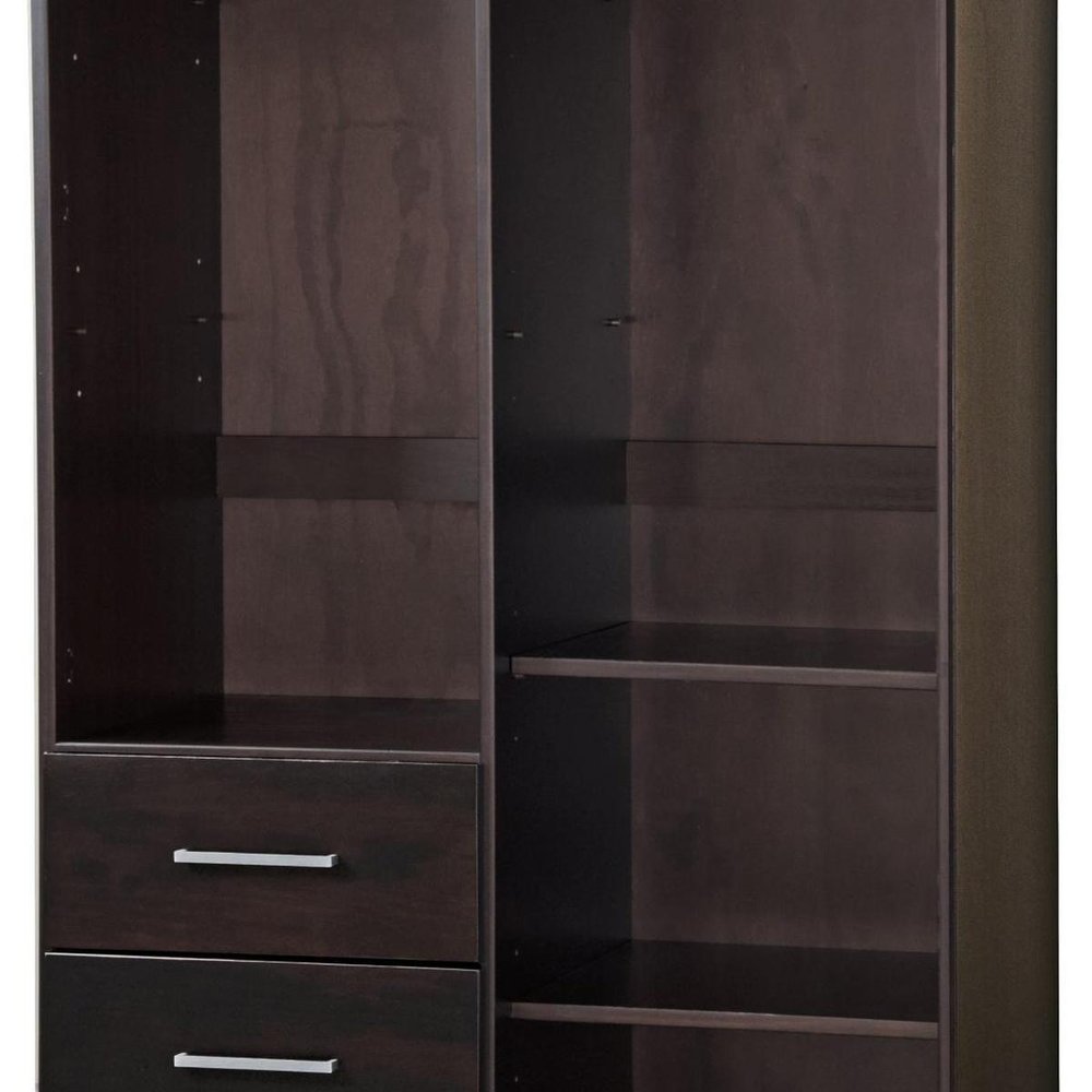 72" Dark Brown Solid Wood Two Door Three Drawer Combo Dresser
