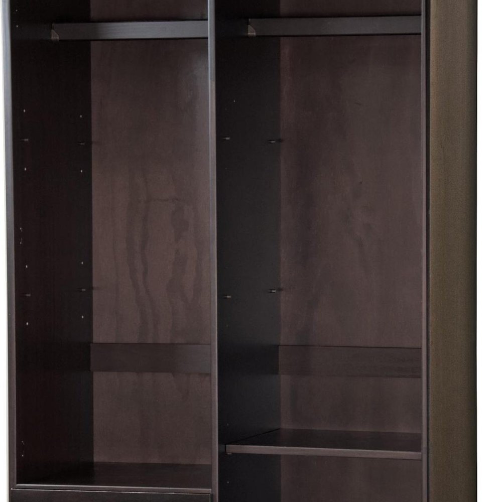72" Dark Brown Solid Wood Two Door Three Drawer Combo Dresser
