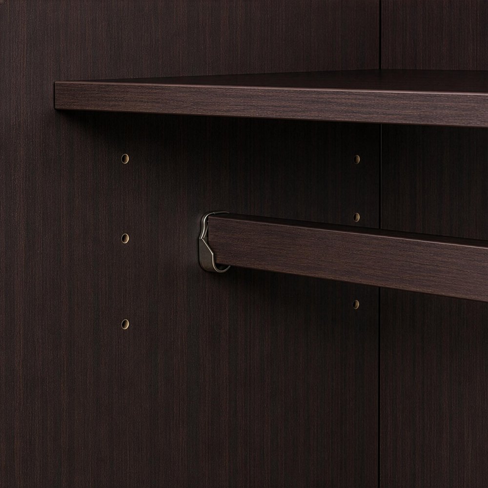 72" Dark Brown Solid Wood Two Door Three Drawer Combo Dresser