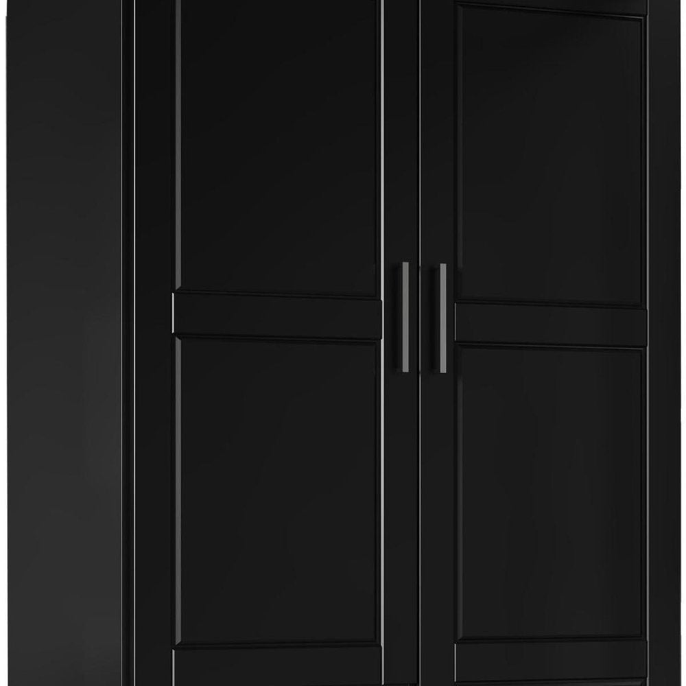 72" Black Solid Wood Two Door Three Drawer Combo Dresser