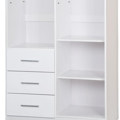 72" White Solid Wood Mirrored Two Door Three Drawer Combo Dresser