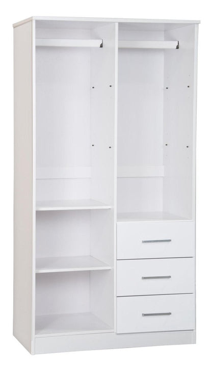 72" White Solid Wood Mirrored Two Door Three Drawer Combo Dresser