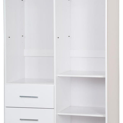 72" White Solid Wood Mirrored Two Door Three Drawer Combo Dresser