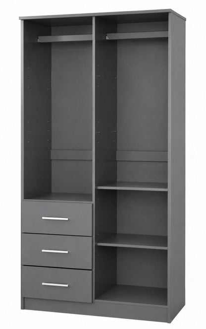 72" Gray Solid Wood Mirrored Two Door Three Drawer Combo Dresser