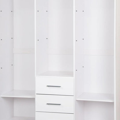 72" White Solid Wood Three Door Three Drawer Combo Dresser