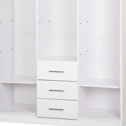 72" White Solid Wood Mirrored Three Door Three Drawer Combo Dresser