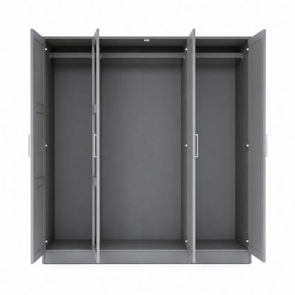 72" Gray Solid Wood Mirrored Four Door Combo Dresser