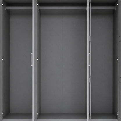 72" Gray Solid Wood Mirrored Four Door Combo Dresser